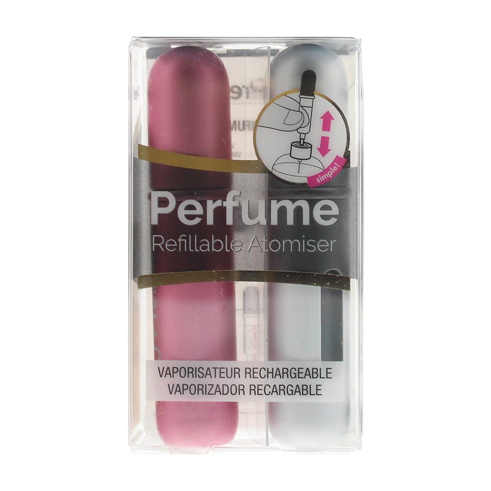 Pressit Refillable Perfume Spray Bottles 2 X 4ml - Pink Silver