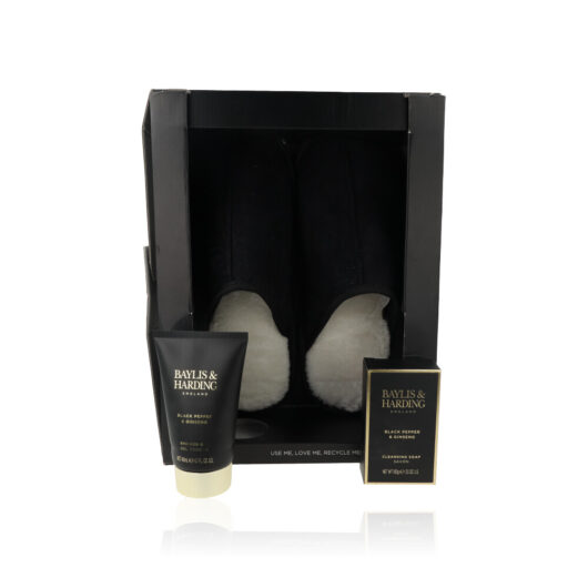 Baylis & Harding Black Pepper & Ginseng Slipper Gift Set - *For Clearance - Brand new item with box damage (e.g., squash & rip), Original cover missing. Picture for reference only. Product itself is PRISTINE. Giftset