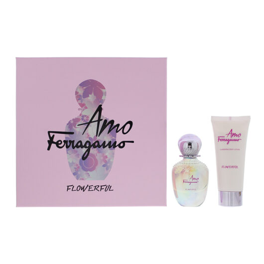 Salvatore Ferragamo Amo Flowerful 2 Piece Gift Set: Eau De Toilette 50ml - Body