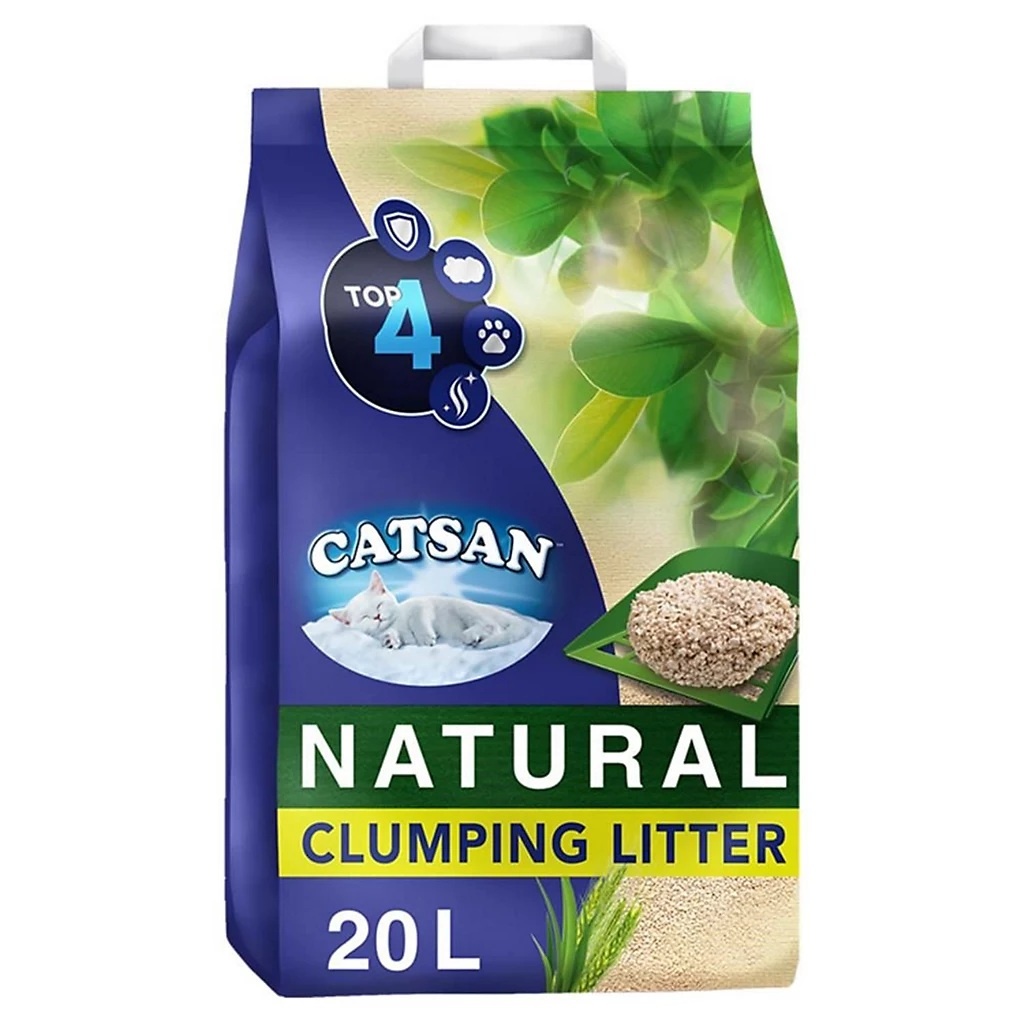 Catsan Natural 100% Biodegradable Clumping Odour Control Cat Litter 20L