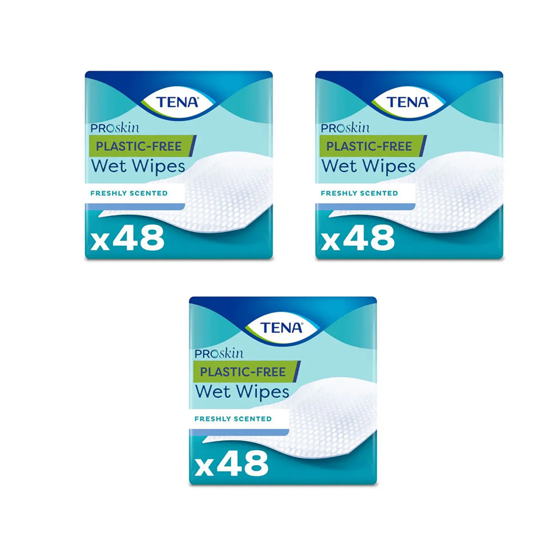 TENA Plastic-Free Wet Wipes 48 Wipes