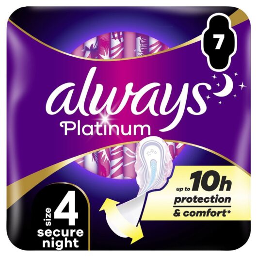 Always Platinum Secure Night (Size 4) Pads Wings 7 Sanitary Towels