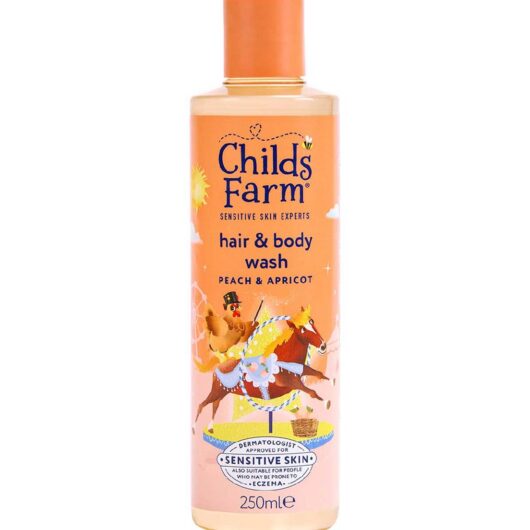 Childs Farm Hair & Body Wash, Peach Apricot250 Ml Gentle Tear-Free Formula For Kids, Babies Sensitive Skin, 250ml