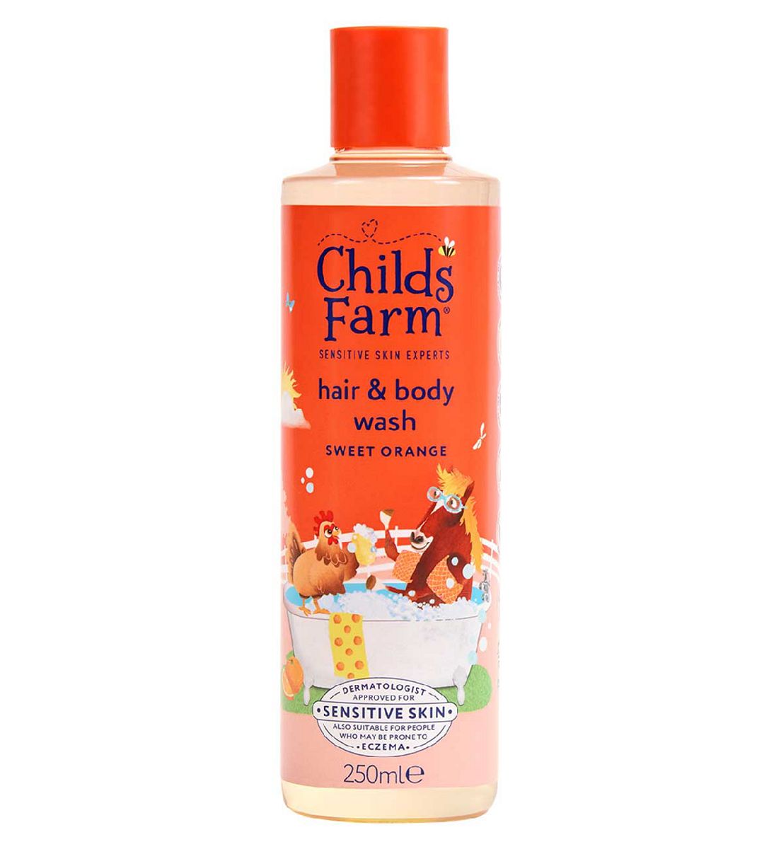 Childs Farm Hair & Body Wash, Sweet Orange250 Ml Gentle Tear-Free Formula For Kids, Babies Sensitive Skin, 250ml