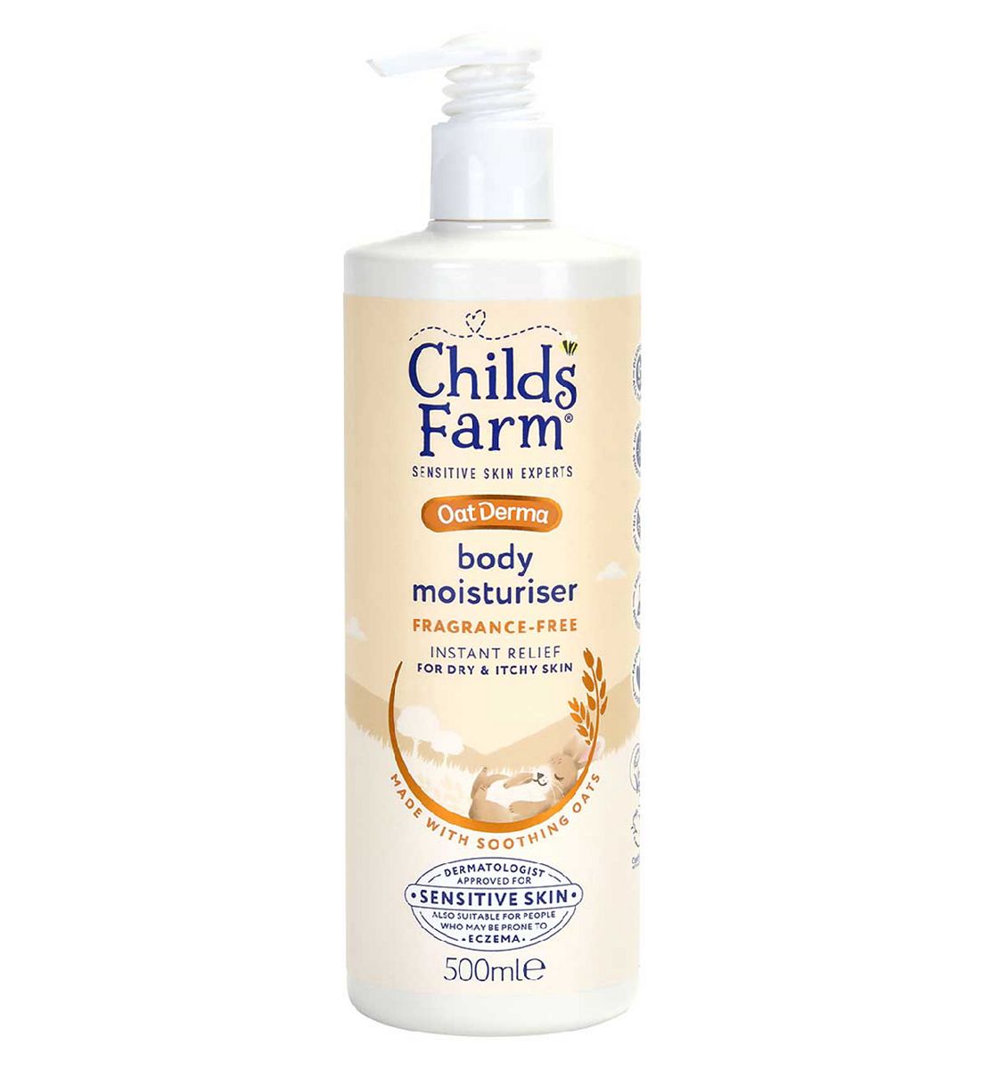Childs Farm Oatderma Body Moisturiser 500Ml Fragrance Free Sensitive Skin Baby Kids