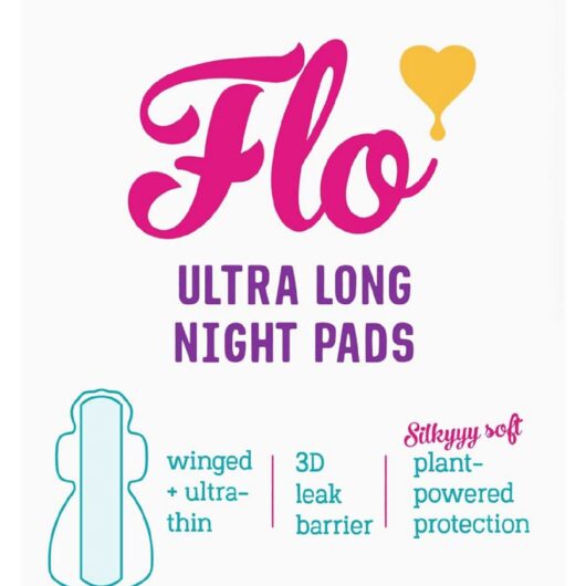FLO Ultra Long Night Bamboo Pads With 4 Wings (10 Pads) - Super Absorbent + Soft