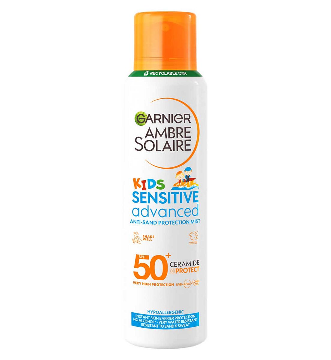 Garnier Ambre Solaire Spf 50+ Sensitive Advanced Sun Cream Kids Anti-Sand Mist 150ml