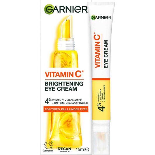 Garnier Brightening Vitamin C Eye Cream, 4% C, Niacinamide, Banana Powder, Caffeine, 15ml