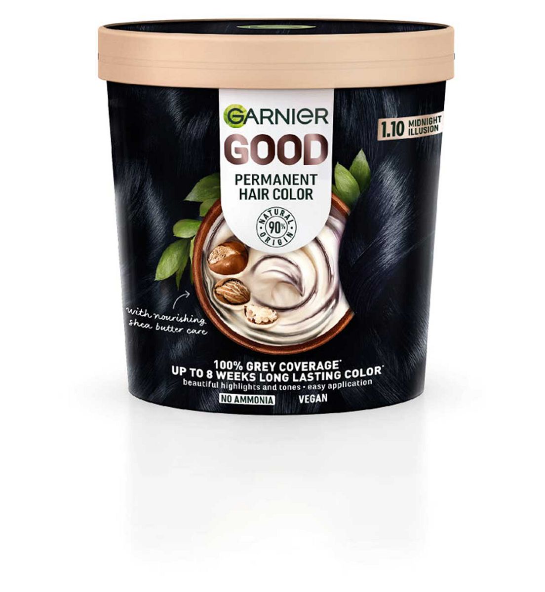 Garnier Good Permanent Hair Dye (Shade: 1.10 Midnight Illusion) For Vibrant, Lasting Colour, 217g
