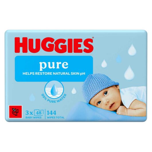 Huggies Pure Baby Wipes 0% Plastic 48S 3 Pack