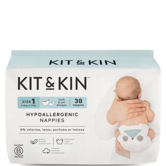 Kit & Kin Size 1 Hypoallergenic Nappies 38 Pack