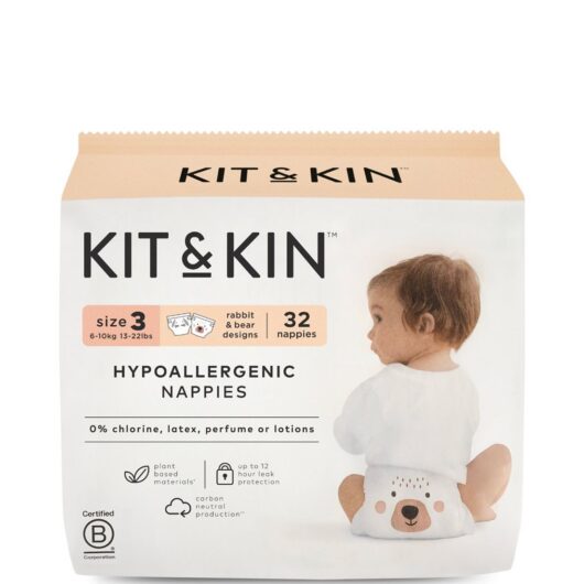 Kit & Kin Size 3 Hypoallergenic Nappies 32 Pack