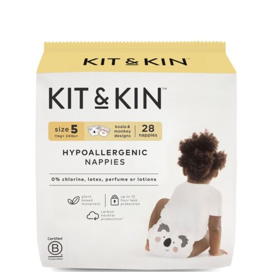 Kit & Kin Size 5 Hypoallergenic Nappies 28 Pack