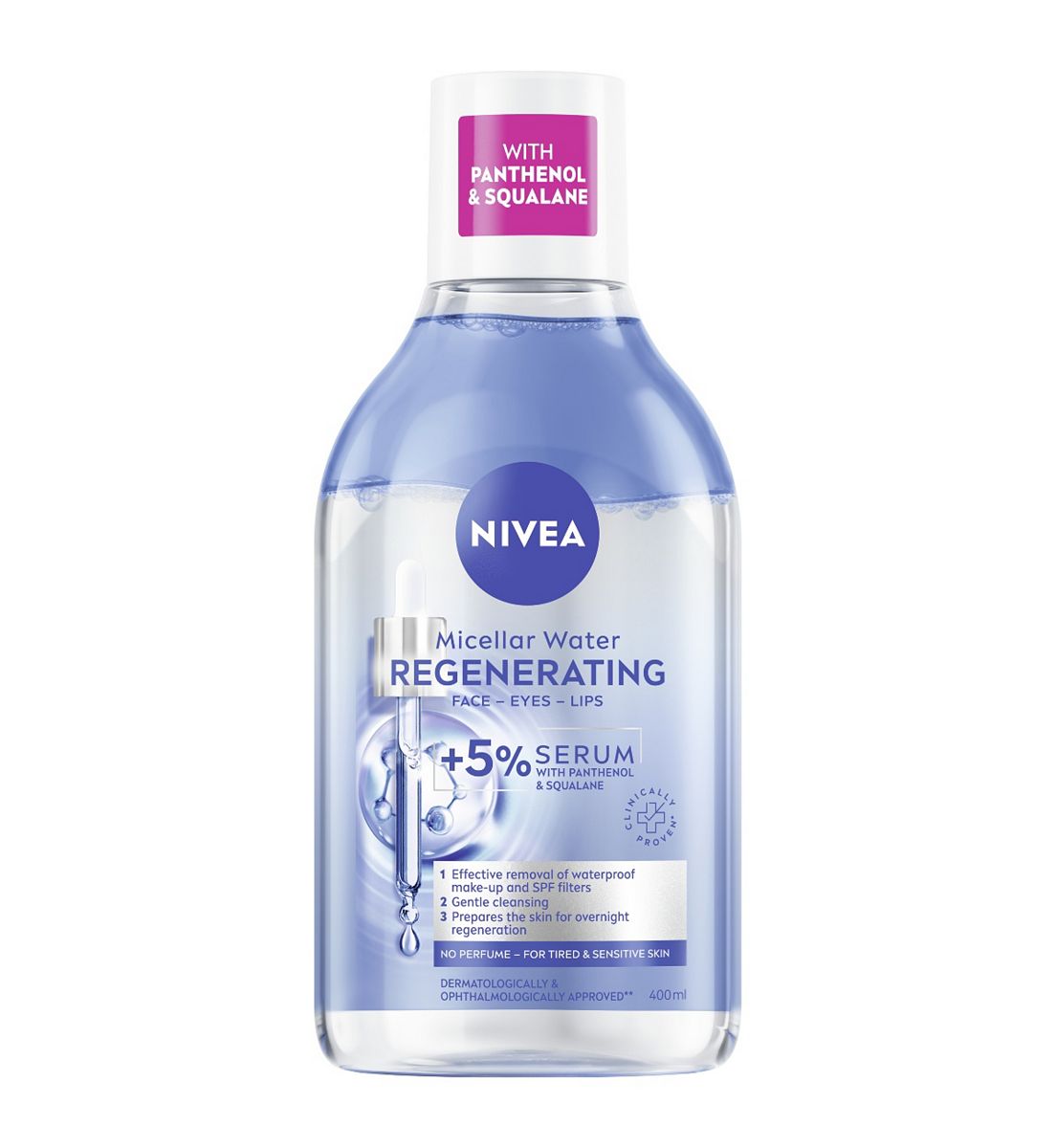 Nivea Regenerating Micellar Water +5% Serum With Panthenol & Squalane For Tired Sensitive Skin 400ml
