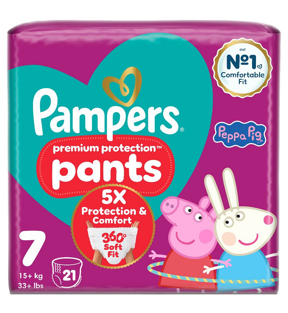 Pampers Premium Protection Nappy Pants Size 7 21 Nappies,17Kg Plus Essential Pack