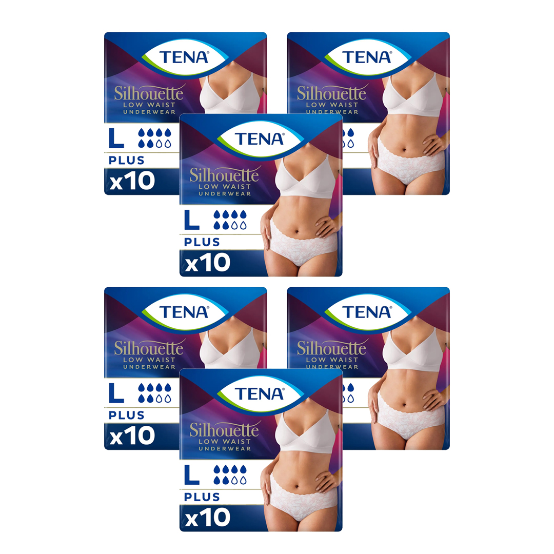 TENA Silhouette Plus Low Waist White Large 10 Pack