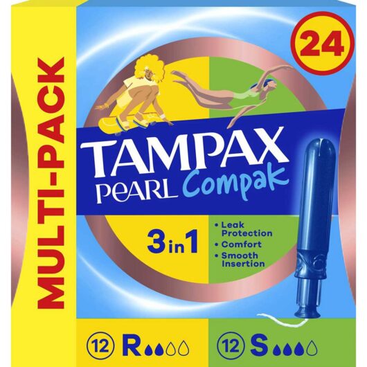 Tampax Pearl Compak Multi-Absorbency (Regular And Super) Tampons With Applicator X 24