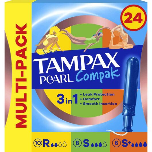 Tampax Pearl Compak Multi-Absorbency (Regular, Super And Plus) Tampons With Applicator X 24