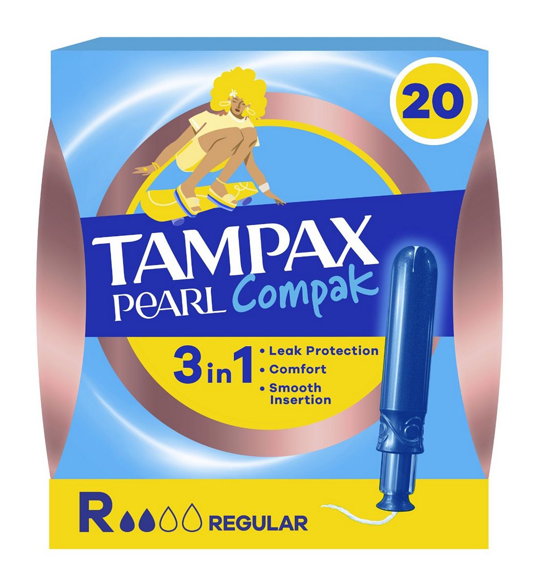 Tampax Pearl Compak Regular Tampons With Applicator X20