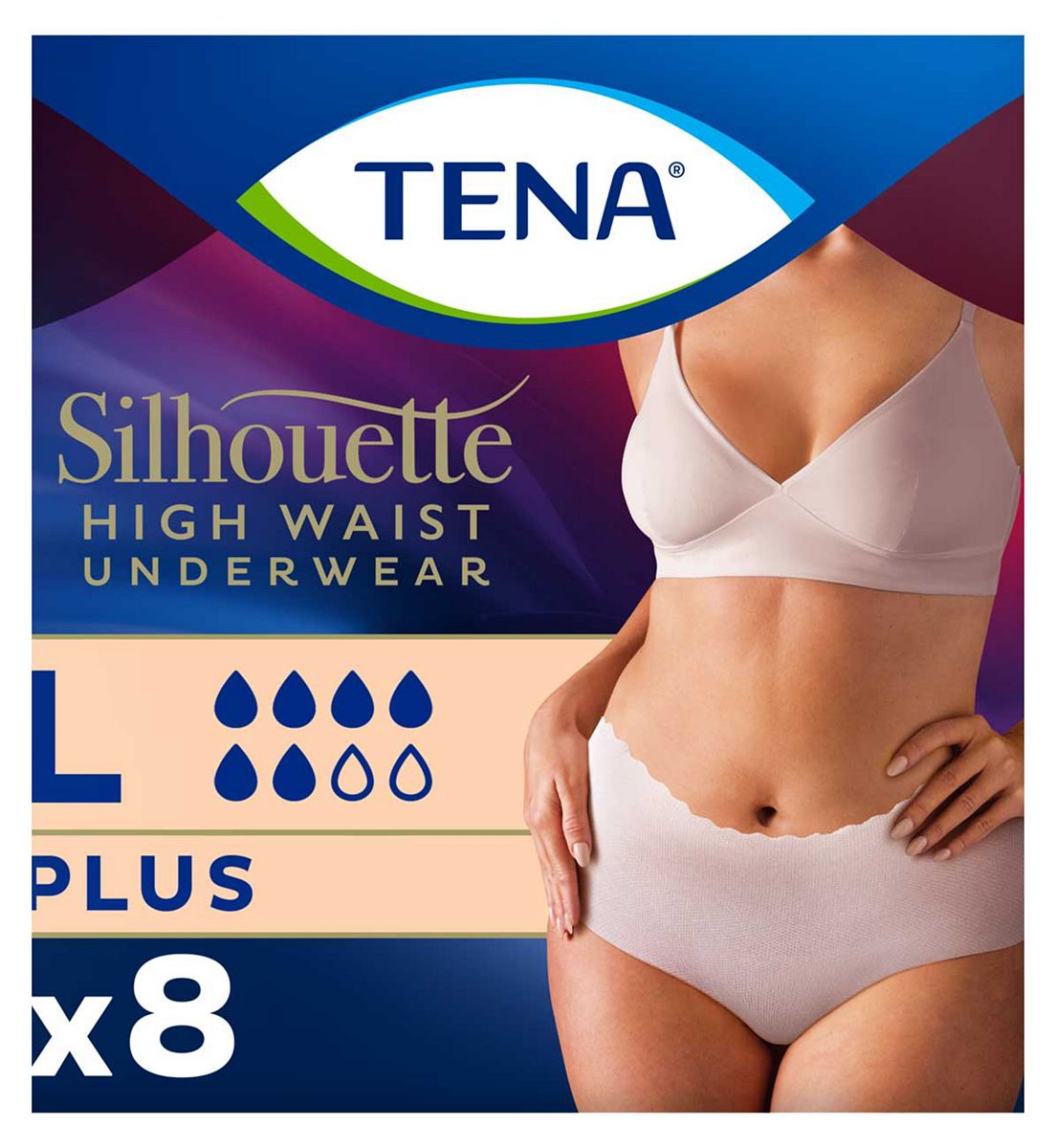 Tena Silhouette Incontinence Pants Plus Large High Waist Cream 8S
