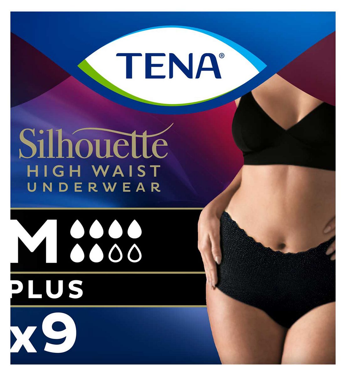 Tena Silhouette Incontinence Pants Plus Medium High Waist Black 9S