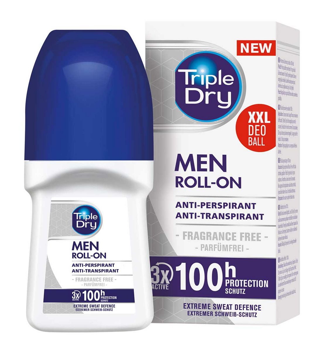 Triple Dry Fragrance-Free Anti-Perspirant Roll On Men 100-Hours 50ml